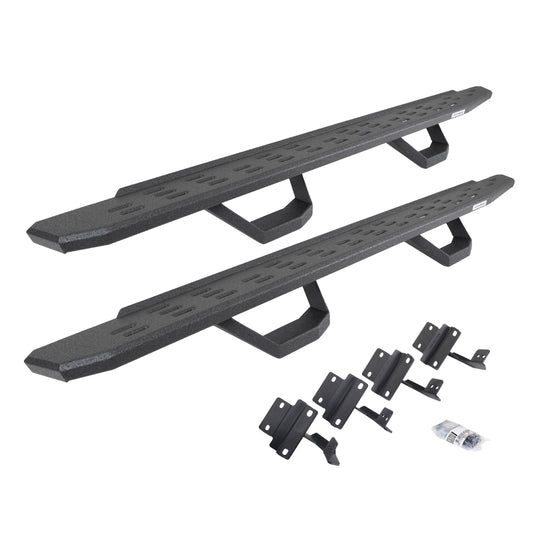 Go Rhino 6961778020T RB30 Running Boards With Mounting Brackets & 2 Pairs Of Drops Steps Kit Protective Bedliner Coating