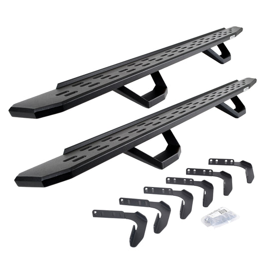 Go Rhino 6961808720C RB30 Running Boards With Mounting Brackets & 2 Pairs Of Drops Steps Kit Textured Black