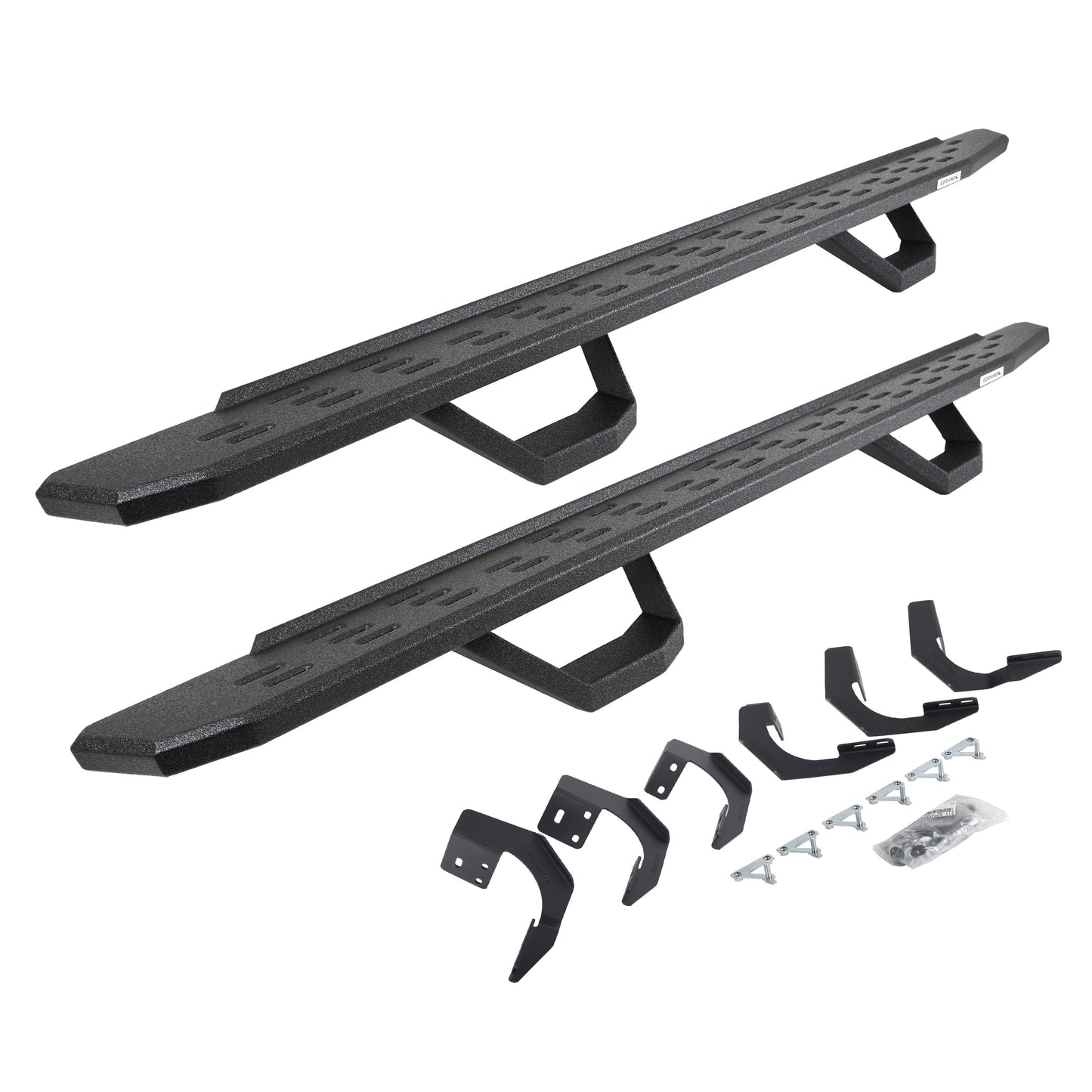 Go Rhino 6962068720T RB30 Running Boards With Mounting Brackets & 2 Pairs Of Drops Steps Kit Protective Bedliner Coating