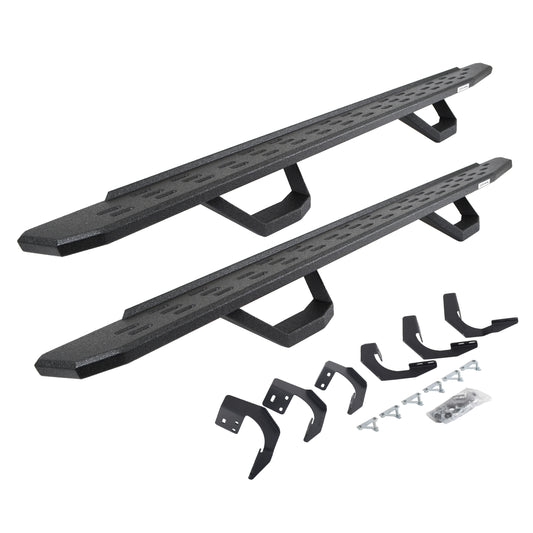 Go Rhino 6962068720T RB30 Running Boards With Mounting Brackets & 2 Pairs Of Drops Steps Kit Protective Bedliner Coating