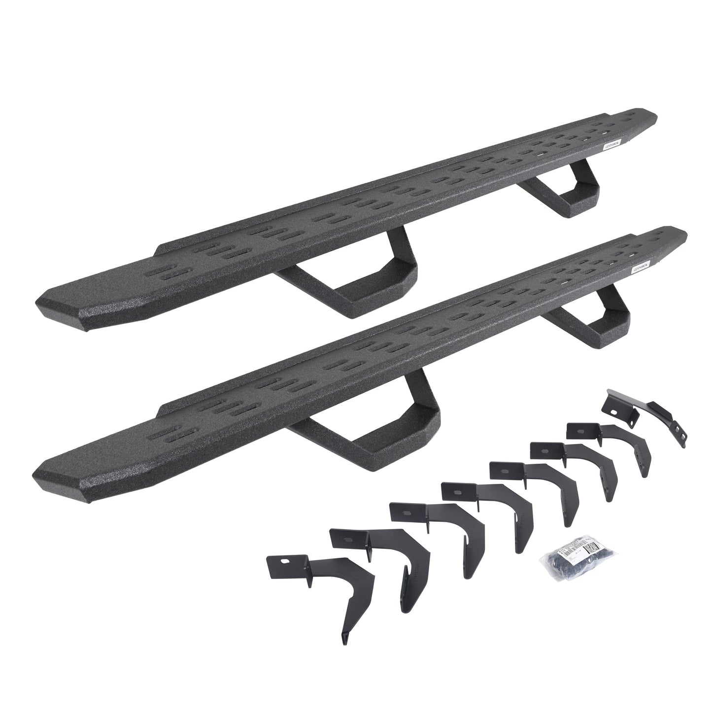 Go Rhino 6962358020T RB30 Running Boards With Mounting Brackets & 2 Pairs Of Drops Steps Kit Protective Bedliner Coating