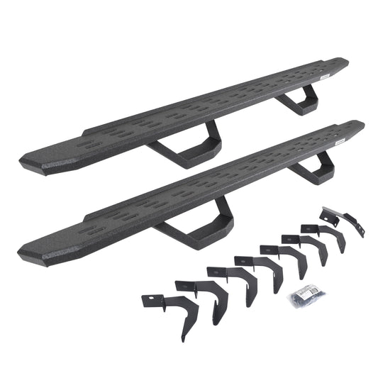 Go Rhino 6962358020T RB30 Running Boards With Mounting Brackets & 2 Pairs Of Drops Steps Kit Protective Bedliner Coating