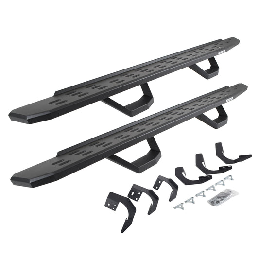 Go Rhino 6962998020PC RB30 Running Boards With Mounting Brackets & 2 Pairs Of Drops Steps Kit Textured Black