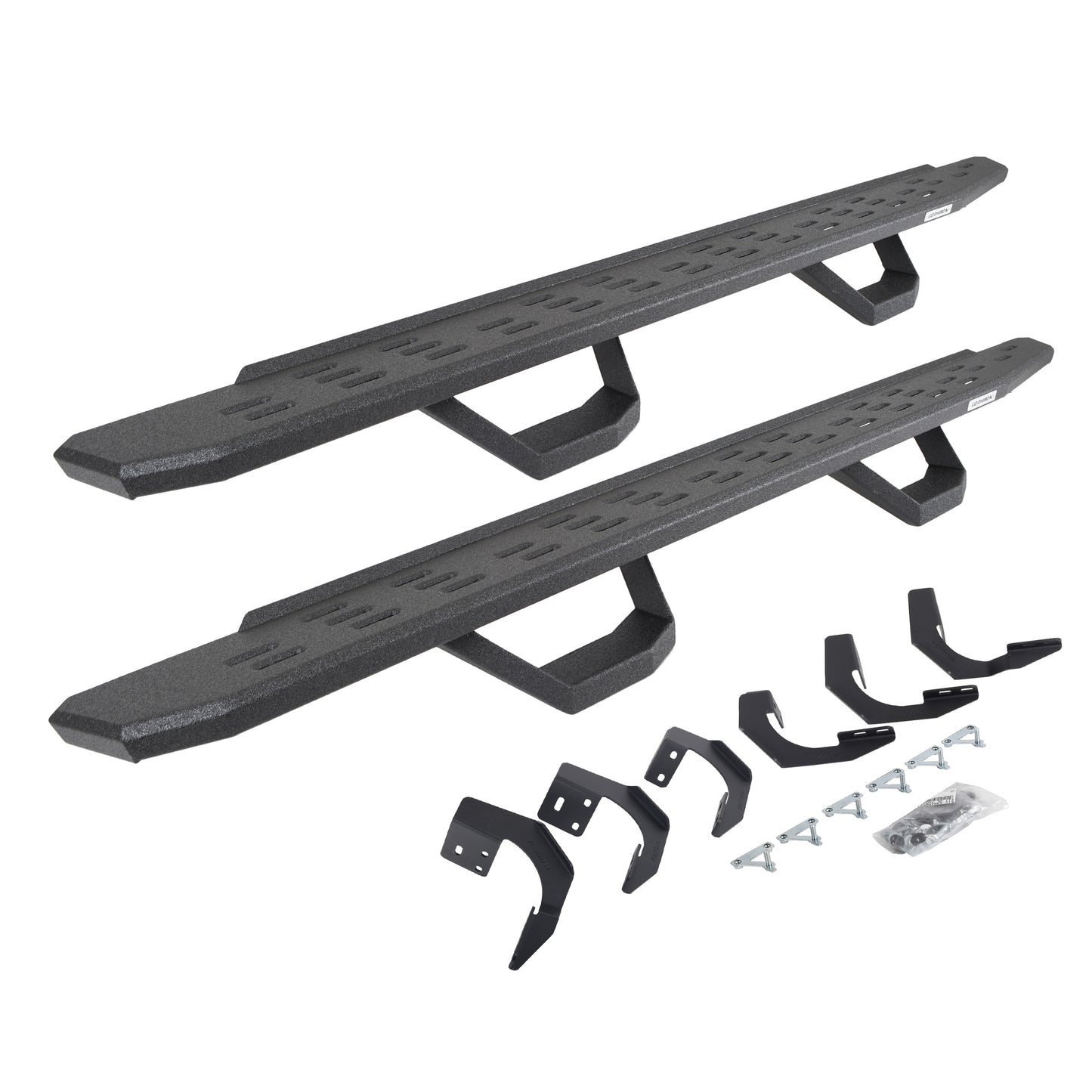 Go Rhino 6962998020T RB30 Running Boards With Mounting Brackets & 2 Pairs Of Drops Steps Kit Protective Bedliner Coating