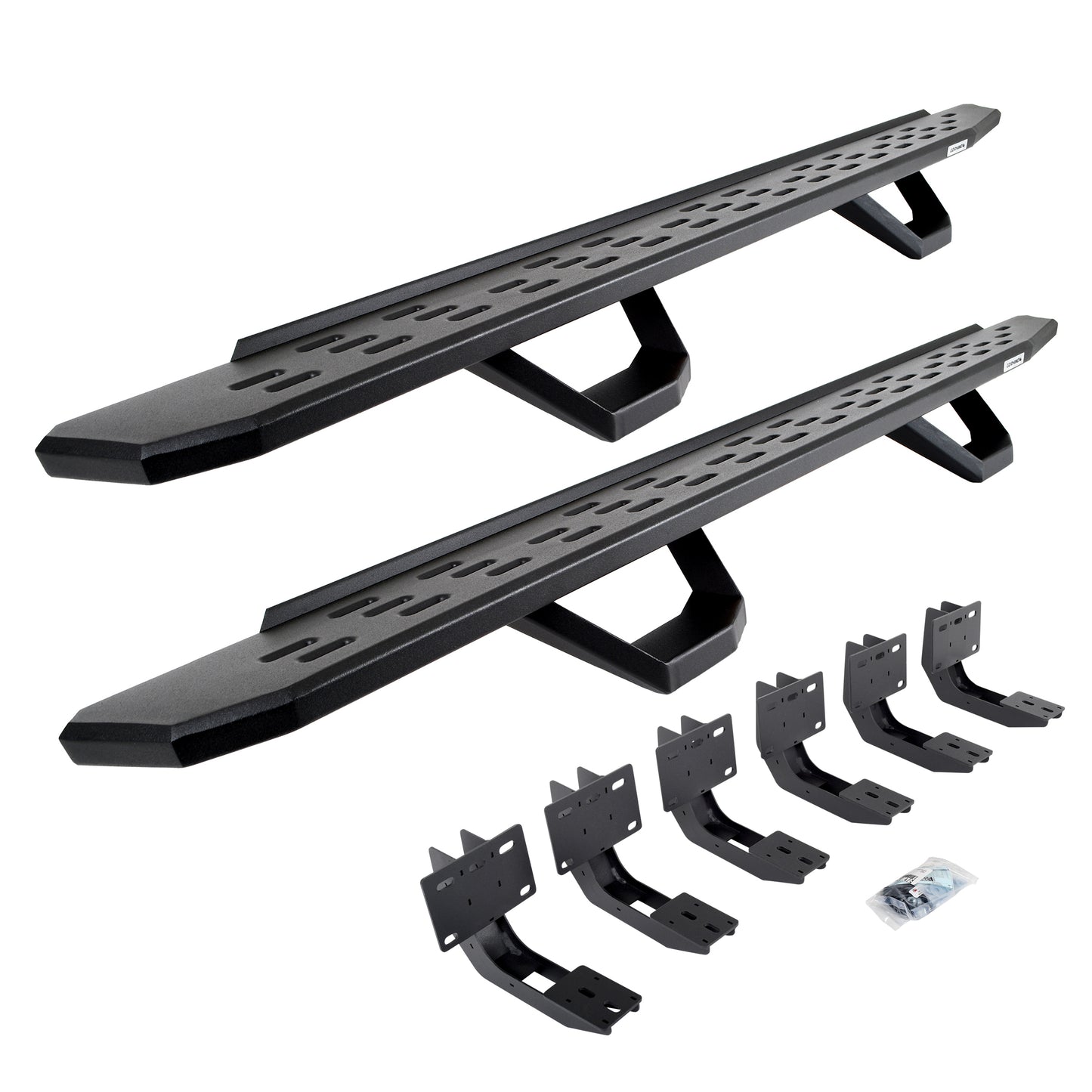 Go Rhino 6963068720PC RB30 Running Boards With Mounting Brackets & 2 Pairs Of Drops Steps Kit Textured Black