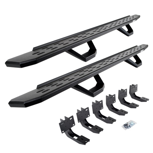 Go Rhino 6963068720PC RB30 Running Boards With Mounting Brackets & 2 Pairs Of Drops Steps Kit Textured Black