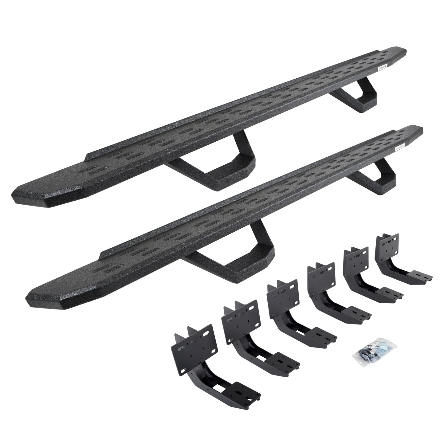 Go Rhino 6963068720T RB30 Running Boards With Mounting Brackets & 2 Pairs Of Drops Steps Kit Protective Bedliner Coating