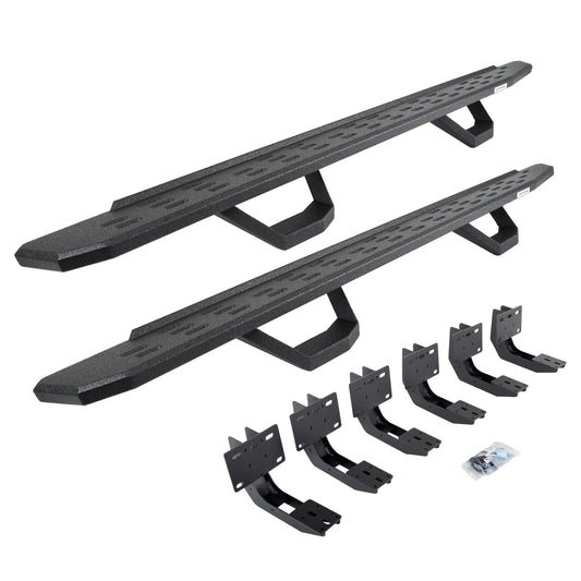 Go Rhino 6963068020T RB30 Running Boards With Mounting Brackets & 2 Pairs Of Drops Steps Kit Protective Bedliner Coating