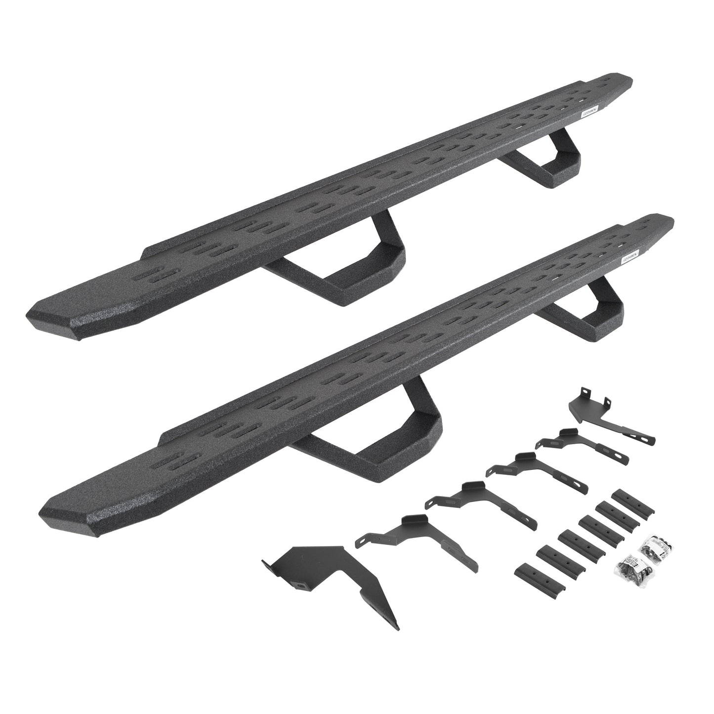 Go Rhino 6963688020T RB30 Running Boards With Mounting Brackets & 2 Pairs Of Drops Steps Kit Protective Bedliner Coating
