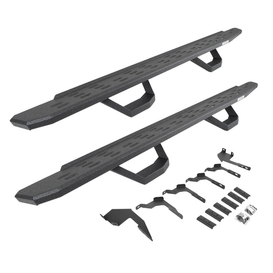 Go Rhino 6963688020T RB30 Running Boards With Mounting Brackets & 2 Pairs Of Drops Steps Kit Protective Bedliner Coating