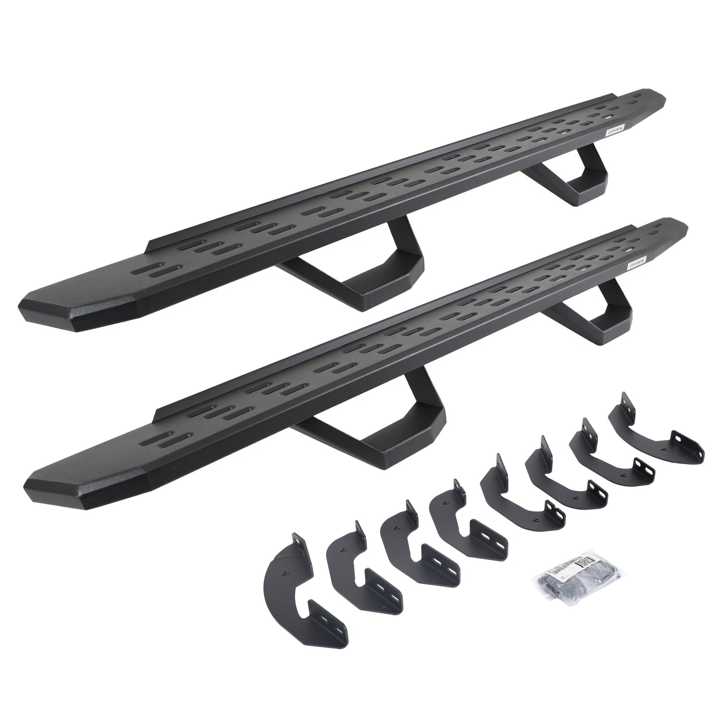 Go Rhino 6964158020PC RB30 Running Boards With Mounting Brackets & 2 Pairs Of Drops Steps Kit Textured Black