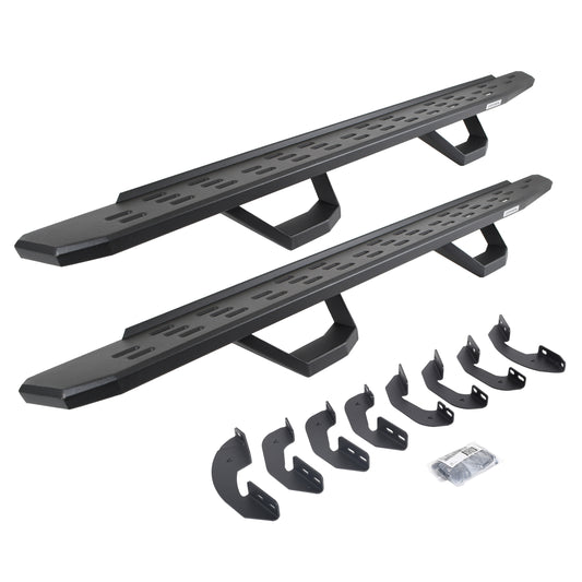 Go Rhino 6964158020PC RB30 Running Boards With Mounting Brackets & 2 Pairs Of Drops Steps Kit Textured Black