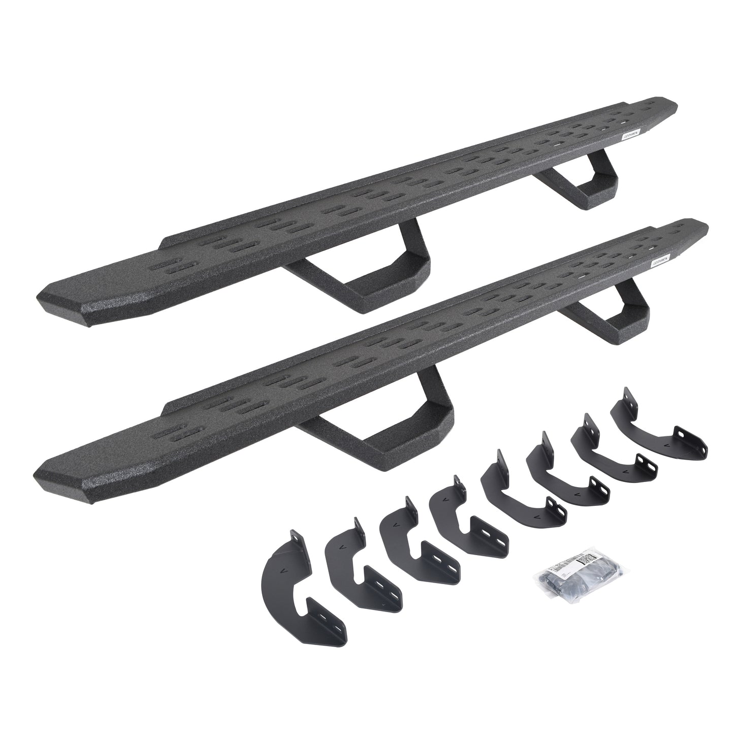 Go Rhino 6964158020T RB30 Running Boards With Mounting Brackets & 2 Pairs Of Drops Steps Kit Protective Bedliner Coating