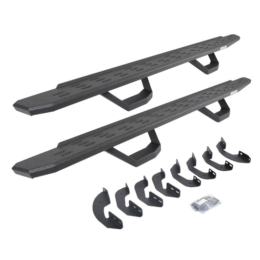 Go Rhino 6964158020T RB30 Running Boards With Mounting Brackets & 2 Pairs Of Drops Steps Kit Protective Bedliner Coating