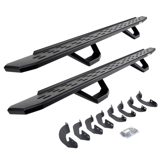 Go Rhino 6964168720PC RB30 Running Boards With Mounting Brackets & 2 Pairs Of Drops Steps Kit Textured Black