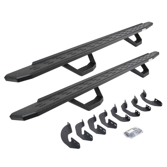 Go Rhino 6964168720T RB30 Running Boards With Mounting Brackets & 2 Pairs Of Drops Steps Kit Protective Bedliner Coating