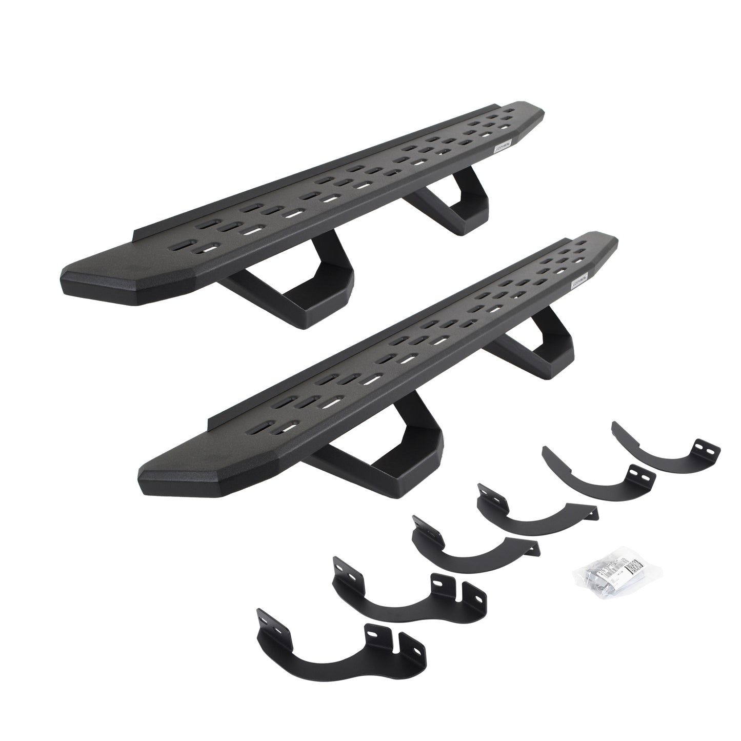 Go Rhino 6964256820PC RB30 Running Boards With Mounting Brackets & 2 Pairs Of Drops Steps Kit Textured Black