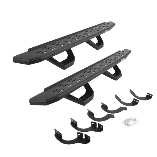 Go Rhino 6964256820PC RB30 Running Boards With Mounting Brackets & 2 Pairs Of Drops Steps Kit Textured Black