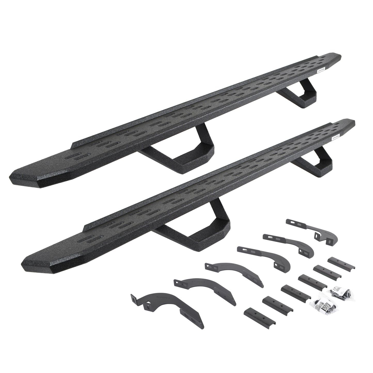 Go Rhino 6964298720T RB30 Running Boards With Mounting Brackets & 2 Pairs Of Drops Steps Kit Protective Bedliner Coating