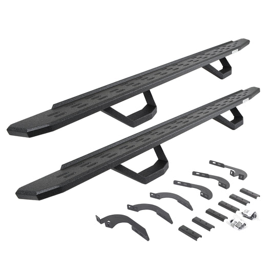 Go Rhino 6964298720T RB30 Running Boards With Mounting Brackets & 2 Pairs Of Drops Steps Kit Protective Bedliner Coating