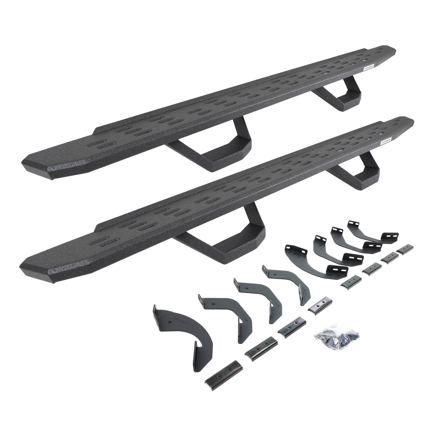 Go Rhino 6964358020T RB30 Running Boards With Mounting Brackets & 2 Pairs Of Drops Steps Kit Protective Bedliner Coating