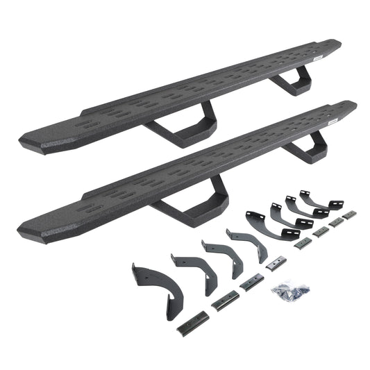 Go Rhino 6964358020T RB30 Running Boards With Mounting Brackets & 2 Pairs Of Drops Steps Kit Protective Bedliner Coating