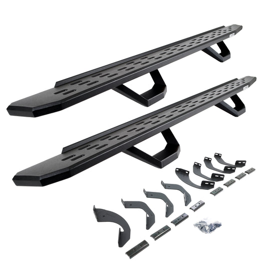 Go Rhino 6964368720PC RB30 Running Boards with Mounting Brackets & 2 Pairs of Drops Steps Kit Textured Black