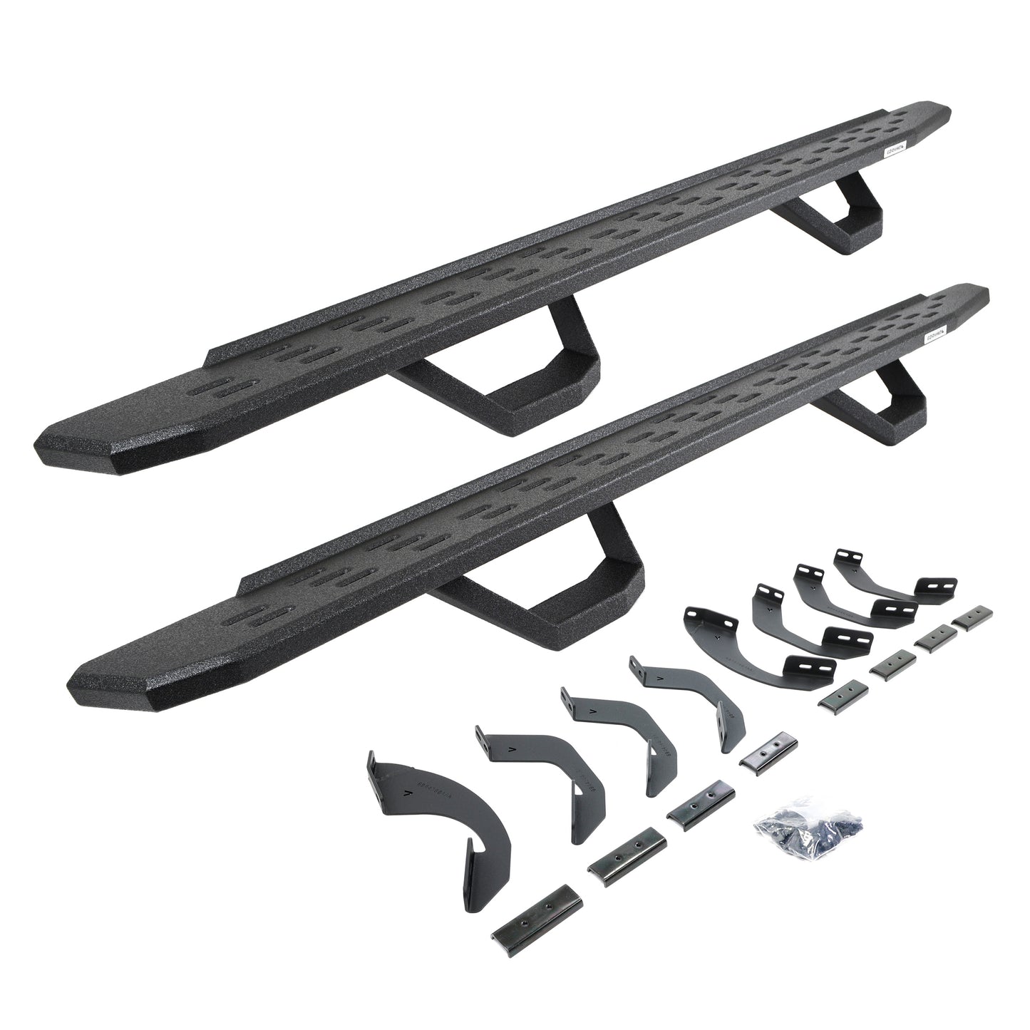 Go Rhino 6964368720T RB30 Running Boards With Mounting Brackets & 2 Pairs Of Drops Steps Kit Protective Bedliner Coating