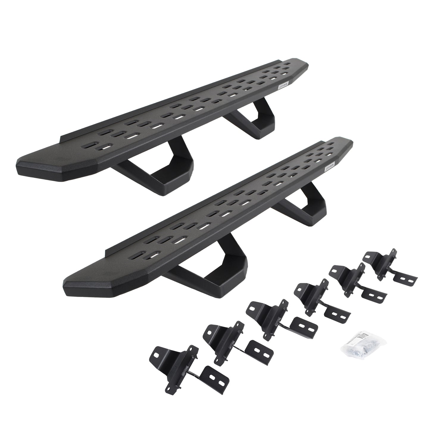 Go Rhino 6965056820PC RB30 Running Boards With Mounting Brackets & 2 Pairs Of Drops Steps Kit Textured Black
