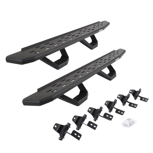 Go Rhino 6965056820PC RB30 Running Boards With Mounting Brackets & 2 Pairs Of Drops Steps Kit Textured Black