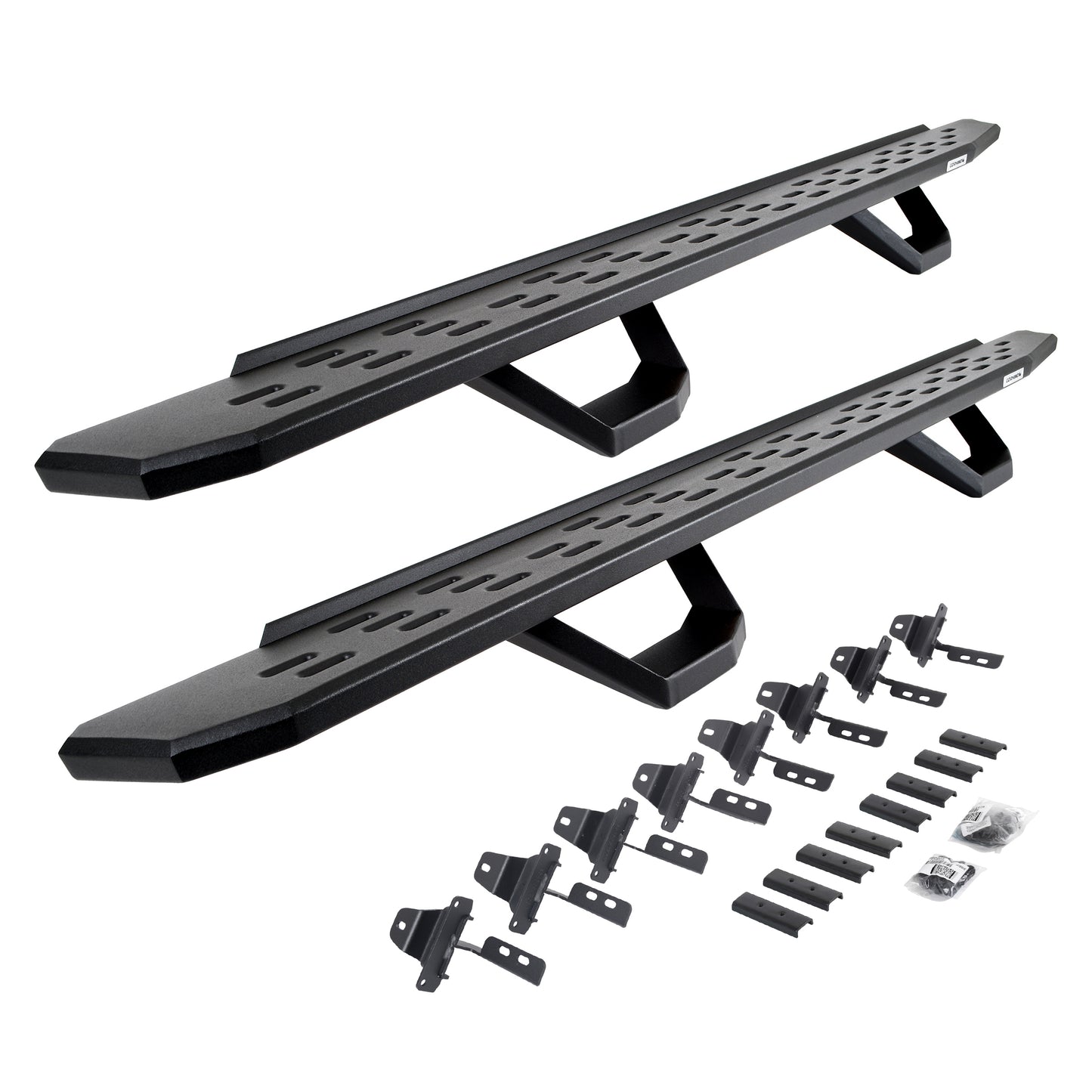 Go Rhino 6965168720PC RB30 Running Boards With Mounting Brackets & 2 Pairs Of Drops Steps Kit Textured Black