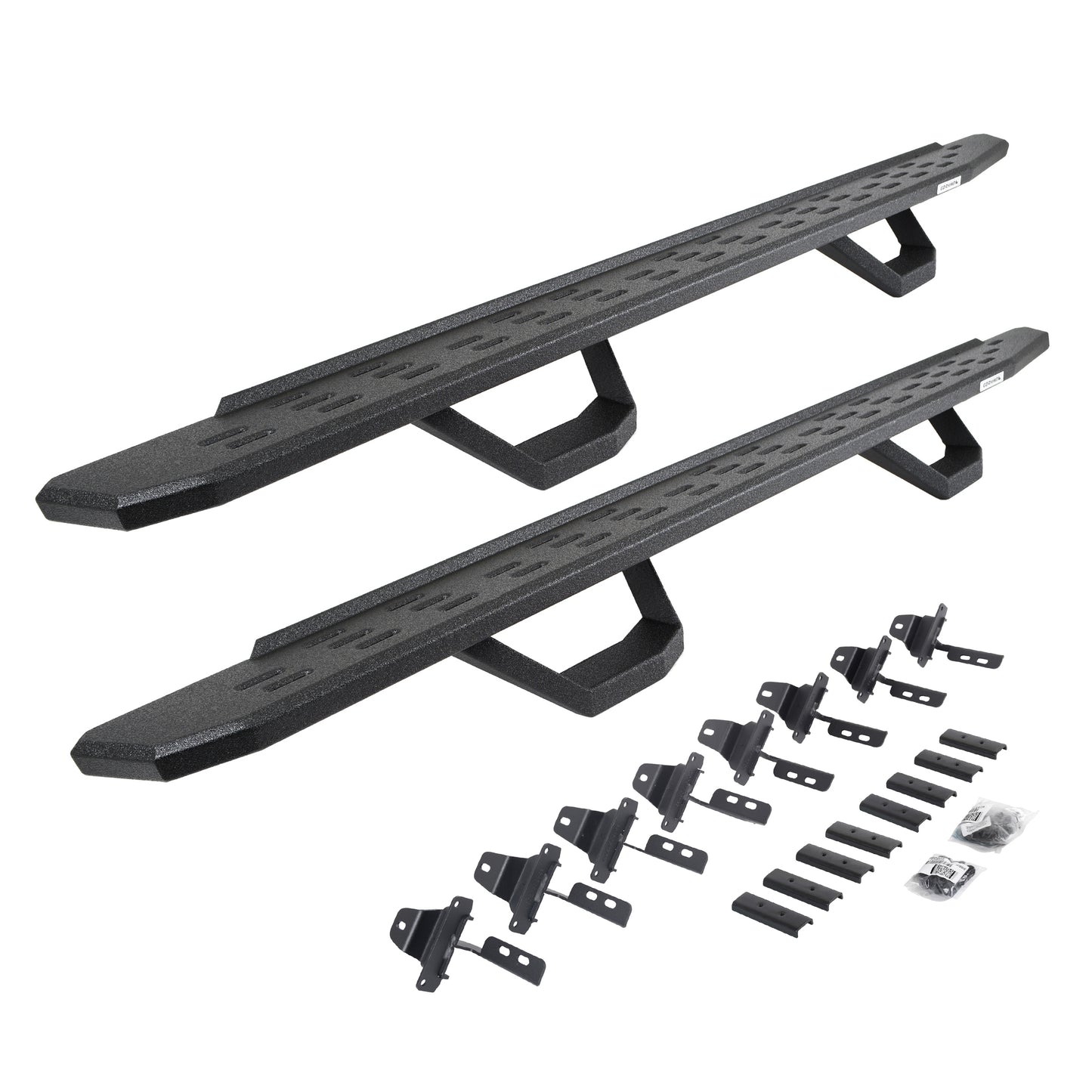 Go Rhino 6965168720T RB30 Running Boards With Mounting Brackets & 2 Pairs Of Drops Steps Kit Protective Bedliner Coating