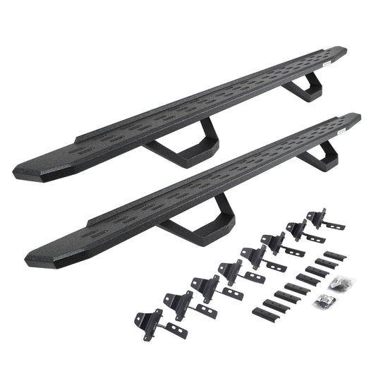 Go Rhino 6965168720T RB30 Running Boards With Mounting Brackets & 2 Pairs Of Drops Steps Kit Protective Bedliner Coating