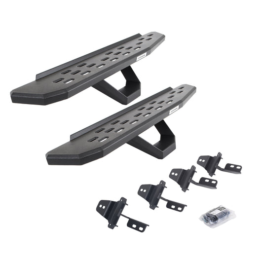 Go Rhino 6969264810PC RB30 Running Boards With Mounting Brackets & 2 Pairs Of Drops Steps Kit Textured Black