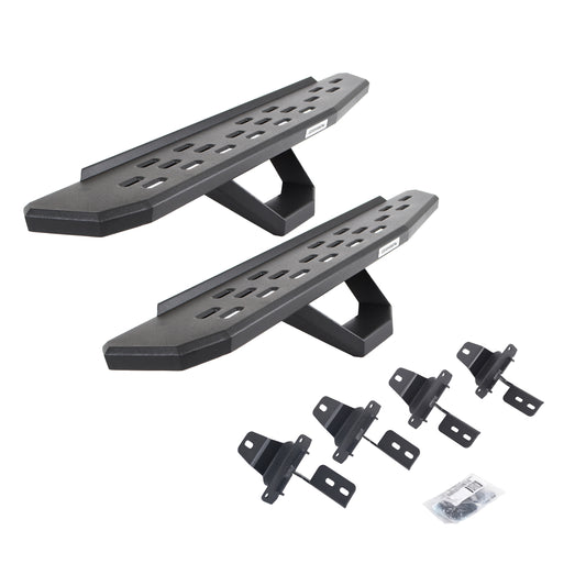 Go Rhino 6969274810PC RB30 Running Boards With Mounting Brackets & 2 Pairs Of Drops Steps Kit Textured Black