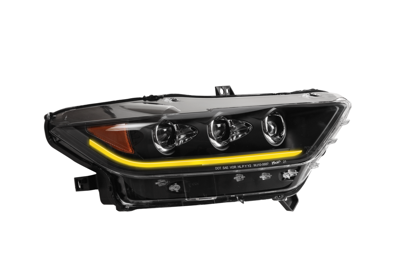 RENEGADE 2015-2017 Mustang Full LED high/Low beam Sequentail Head light - Glossey Black/Clear WINJET-CHRNG0687-B-SQ