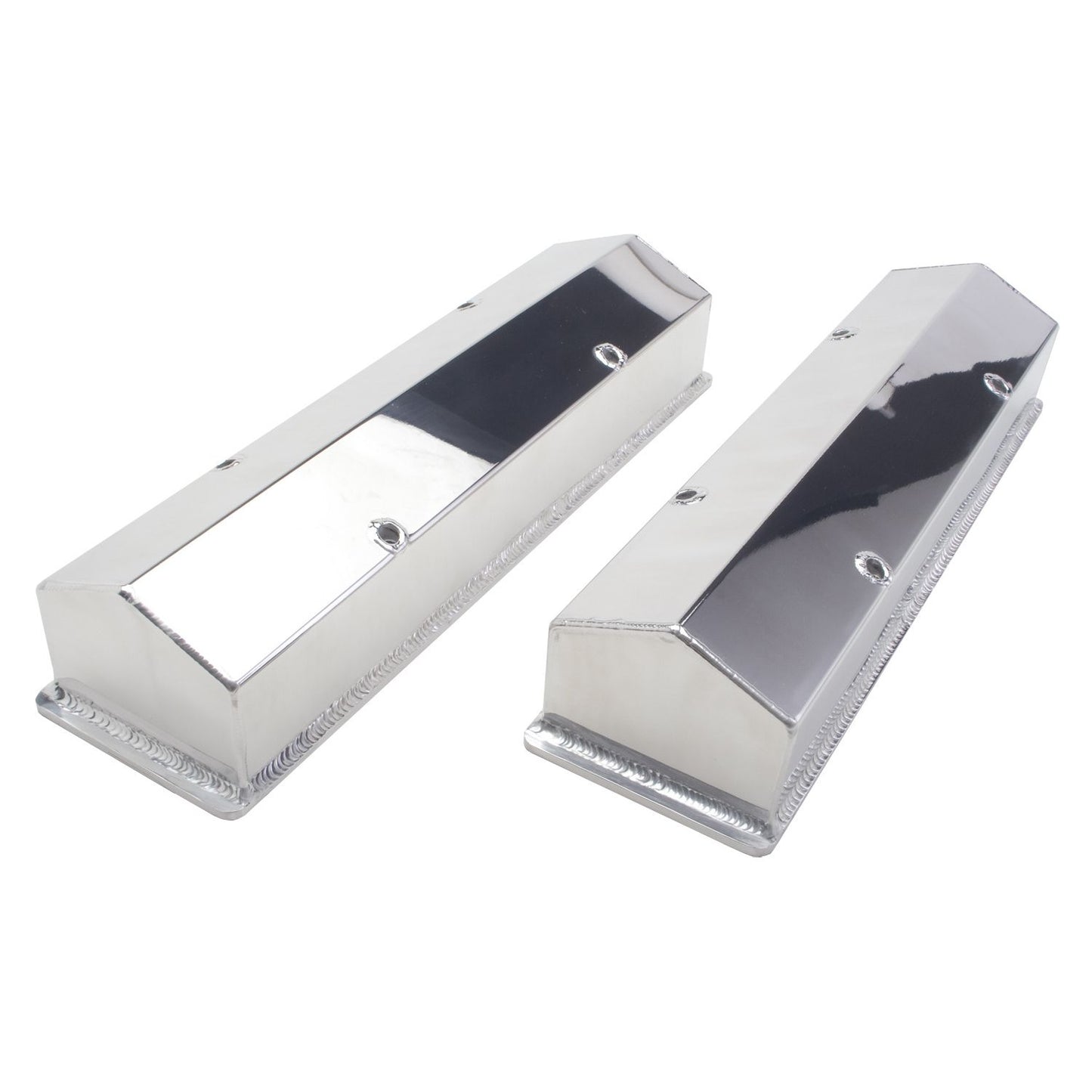 HAMBURGER'S PERFORMANCE PRODUCTS POLISHED ALUMINUM FABRICATED VALVE COVERS; CHEVY SB ENGINES (1958-86); NO HOLES/BAFFLES 1097