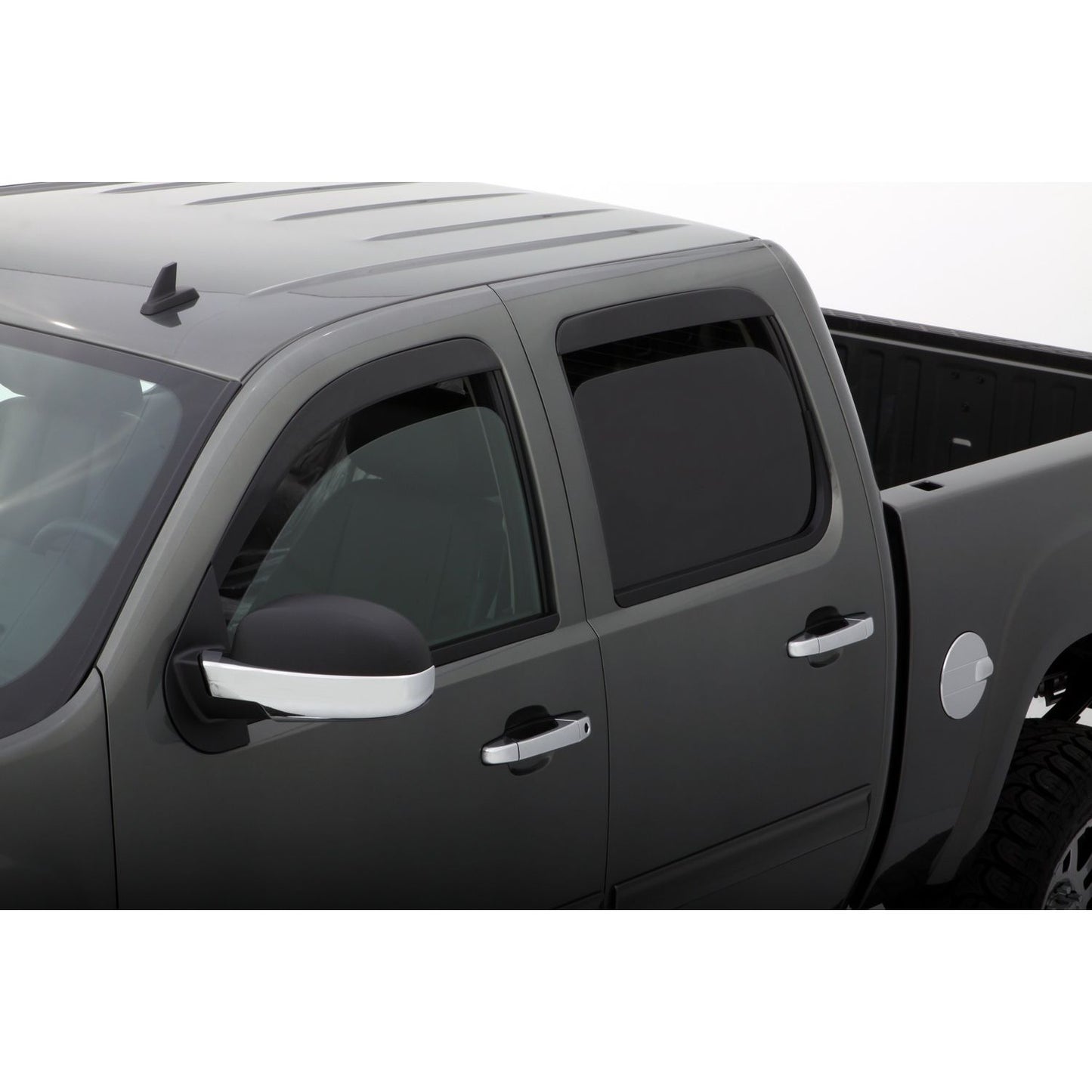Auto Ventshade 894007 Low Profile Dark Smoke Ventvisor Side Window Deflector 4-Piece Set For 2007-2013 Silverado/Sierra 1500 2007-2014 Silverado/Sierra 2500HD-3500HD With Crew Cab 2007-2014 Yukon XL/Suburban 2007-2013 Avalanche
