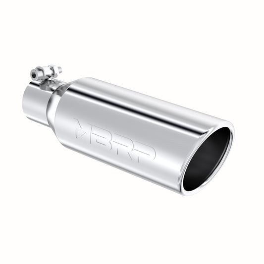 MBRP Exhaust 4in. OD; 2.5in. inlet; 12in. in length; Angled cut Rolled End; Clampless-no weld T304 T5150