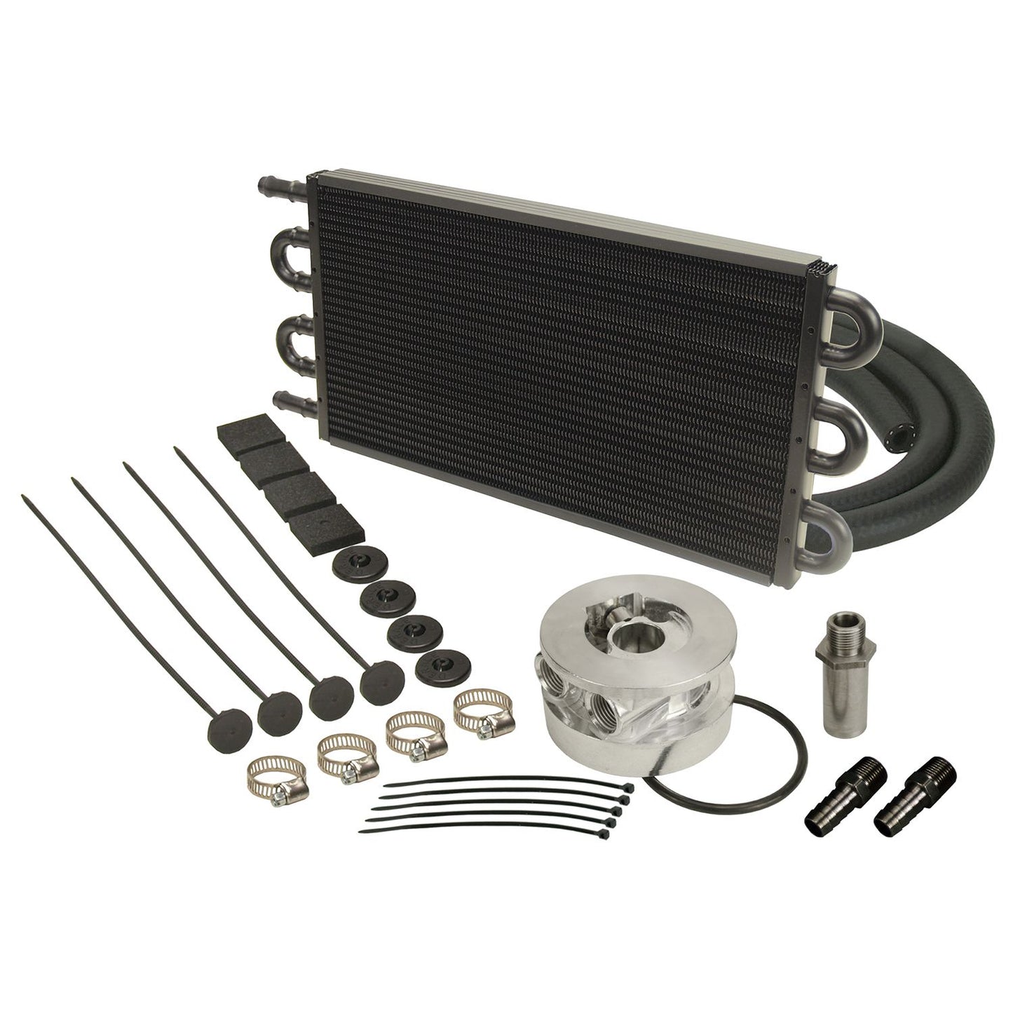 Derale 6 Pass Series 7000 Aluminum/Copper GM V8 Engine Oil Cooler Kit Sandwich Adapter 15503