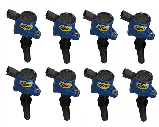 ACCEL Ignition Coil - SuperCoil - 1998-2008 Ford 4.6L/5.4L/6.8L 2-valve modular engines -Blue - 8-Pack 140032B-8