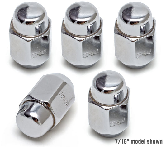 Trans-Dapt Performance Acorn Style Lug Nuts; 1/2 In. Rh Threads; 60 Degree Conical Seat; 1.45 In. Tall (5 Pcs.)- Chrome 7002