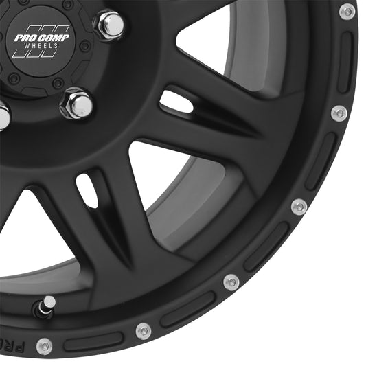 Pro Comp Wheels Torq Matte Black 17x8 6x5.5 4.5BS Offset 0mm Cap P/N 8425041 7005-7883