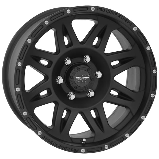 Pro Comp Wheels Torq Matte Black 17x9 6x5.5 4.75BS Offset -6mm Cap P/N 8425041 7005-7983