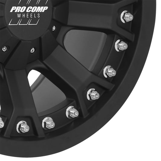 Pro Comp Wheels Grind Matte Black 17x9 6x135 4.75BS Offset -6mm Cap P/N 703365500 7033-7939