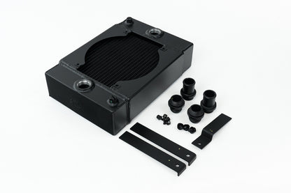 CSF Cooling Racing The KING Cooler - Ultimate Drag Race Radiator W/ SPAL Fan & Mounting Kit - Black 7065B