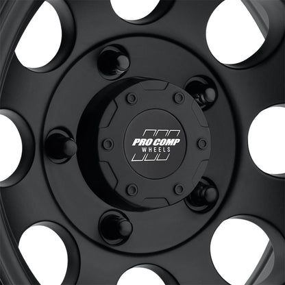 Pro Comp Wheels Vintage Matte Black 16x8 5x4.5 4BS Offset -12mm Cap P/N 8327041 7069-6865