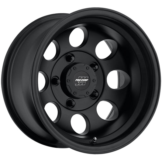 Pro Comp Wheels Vintage Matte Black 16x8 5x5 4BS Offset -12mm Cap P/N 8327041 7069-6873