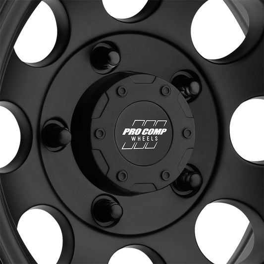 Pro Comp Wheels Vintage Matte Black 17x9 5x5 4.75BS Offset -6mm Cap P/N 8327041 7069-7973