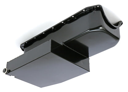 Trans-Dapt Performance Sb Chevy ('55-79) Claimer Oil Pan 283-400; 8Qt Drivers Side Dipstick- Black 7113